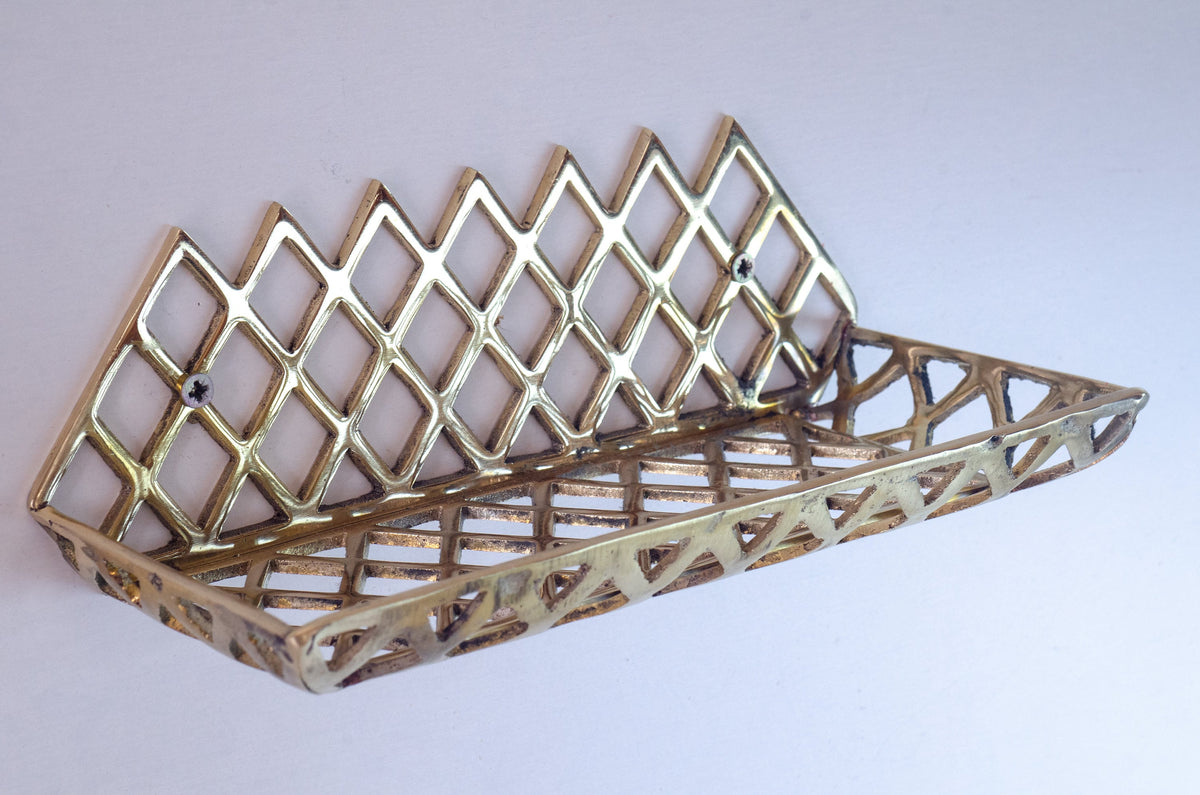 Handcrafted Unlacquered Brass Bathroom Shelf