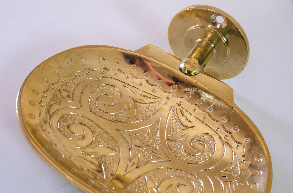 Engraved Unlacquered Brass Soap Dish