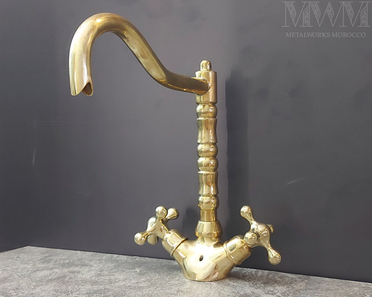 Unlacquered Brass Traditional Sink Faucet For Vanity - Bathroom Faucet