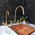 Unlacquered Brass Kitchen Bridge Faucet