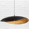 Handmade Brass Pendant Light: Black Leaf-Shaped Hanging Lamp