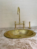 Faucet Antique Unlacquered Brass Bridge Kitchen With Linear Legs And Handles style 8 Inch