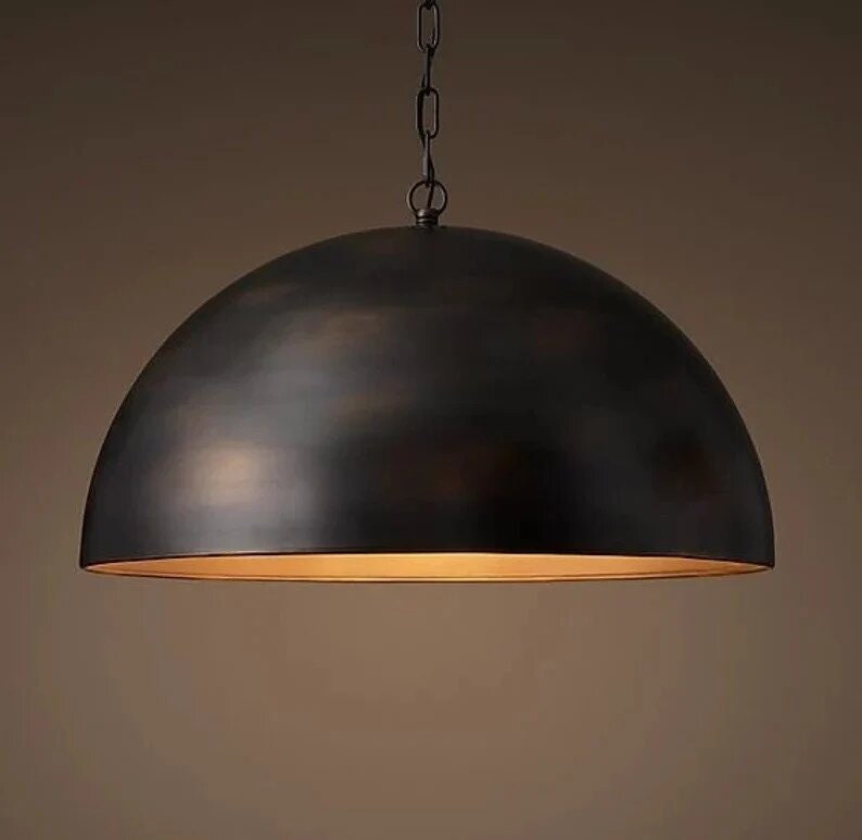 Handmade Brass Dome Pendant Light – Hammered Brass Ceiling Lamp – Moroccan Kitchen Lighting