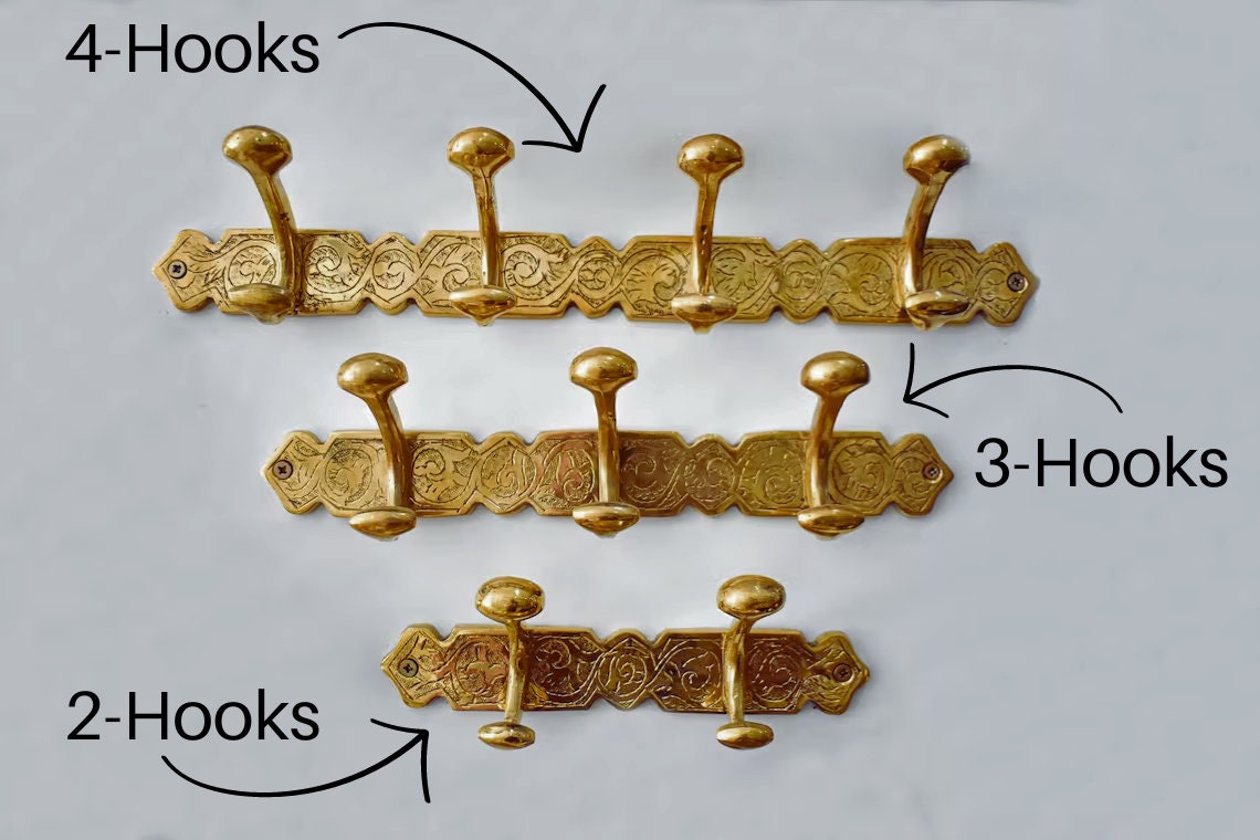 Unlacquered solid brass decorative hooks
