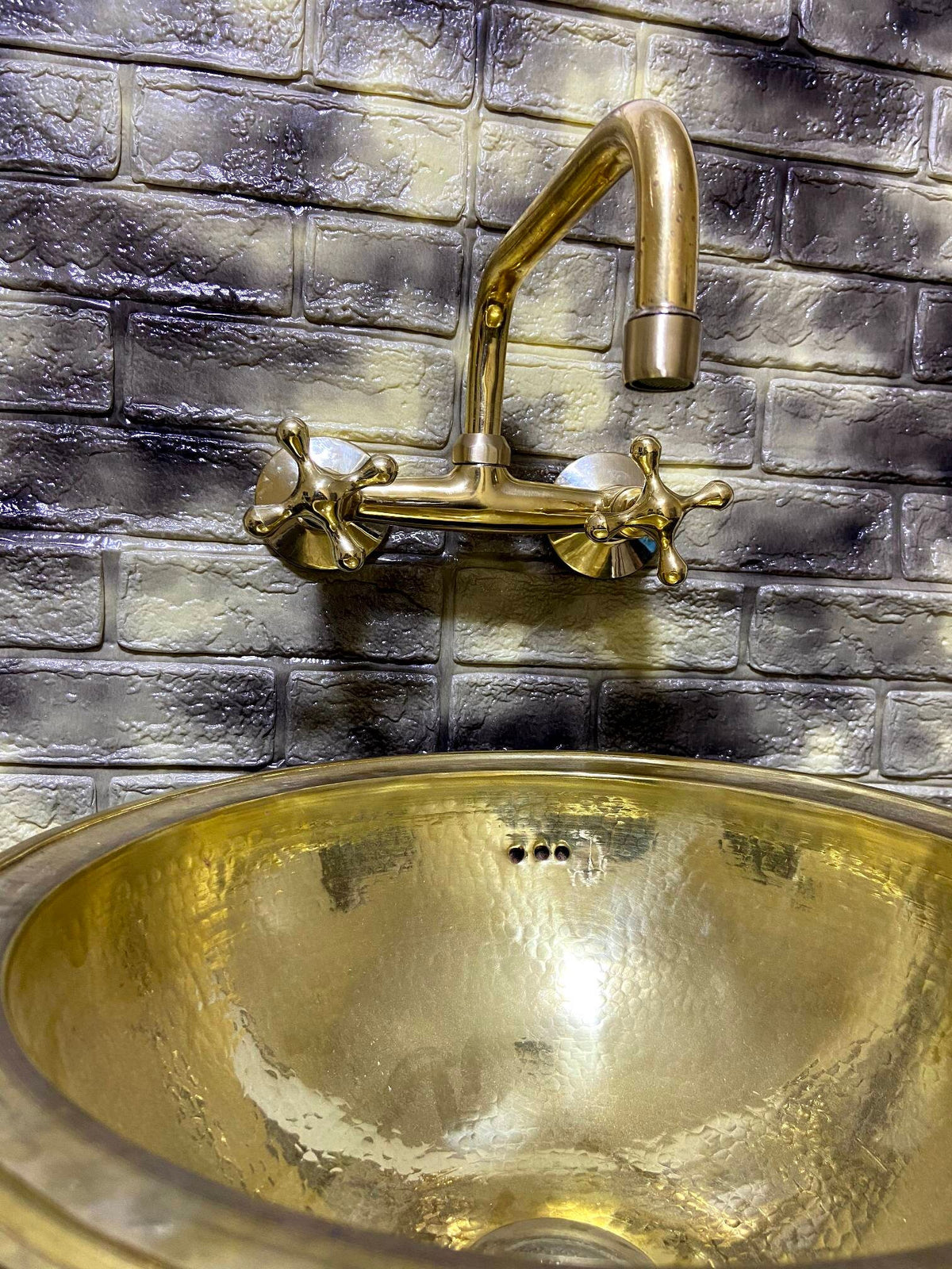 Faucet bridge Wall Mounted Unlacquered Brass Faucet, Handmade Kitchen Faucet, bridge faucet Bat Bathroom Faucet made by 