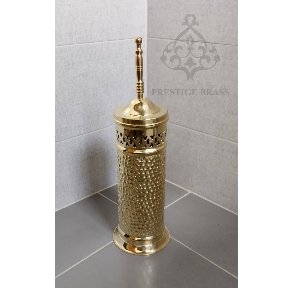 Porte-balais de toilette fait main en laiton non laqué : décoration marocaine