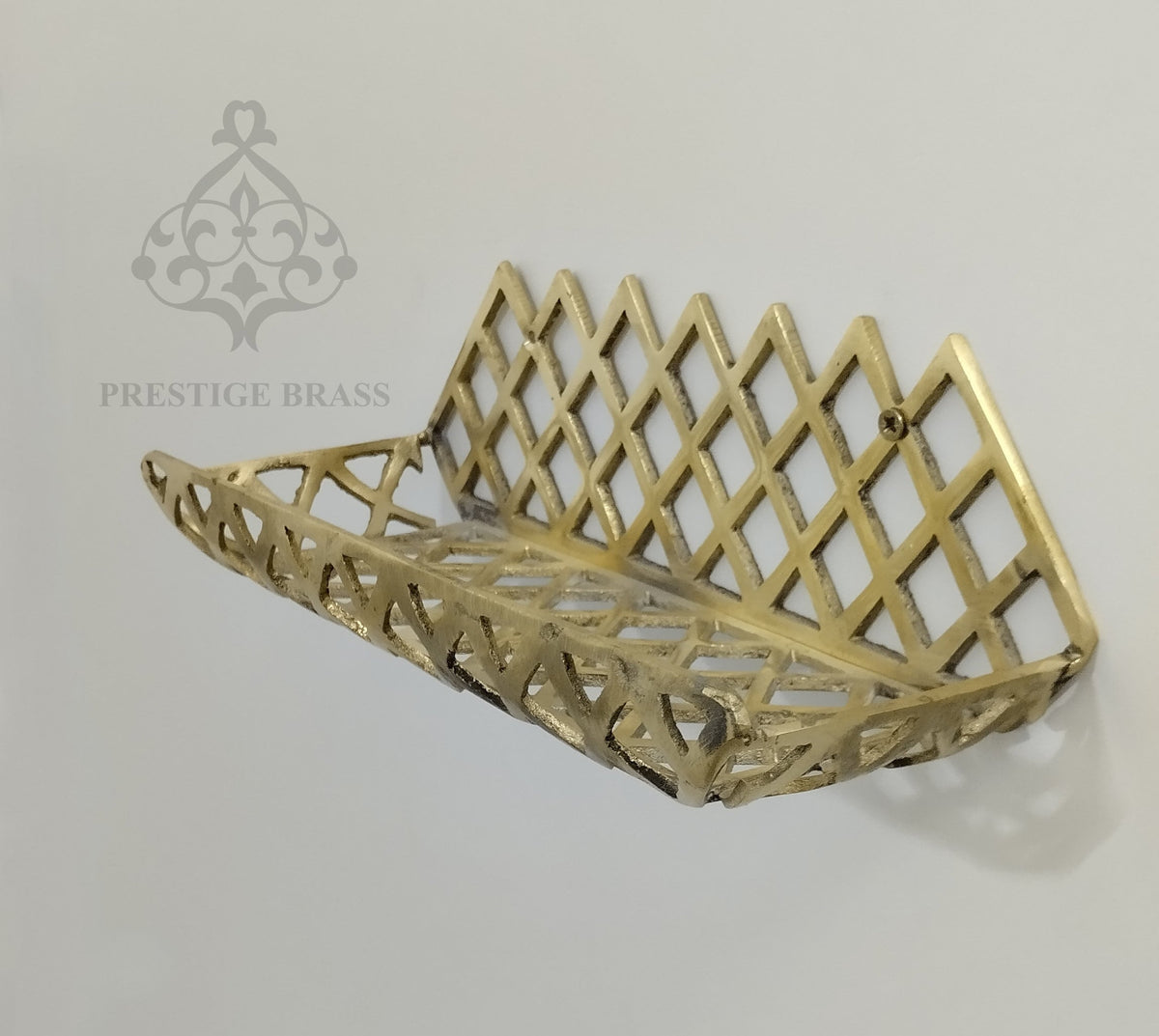 Unlacquered Brass Wall Shelf for Shower and Bathroom, Handmade Brass Shelves
