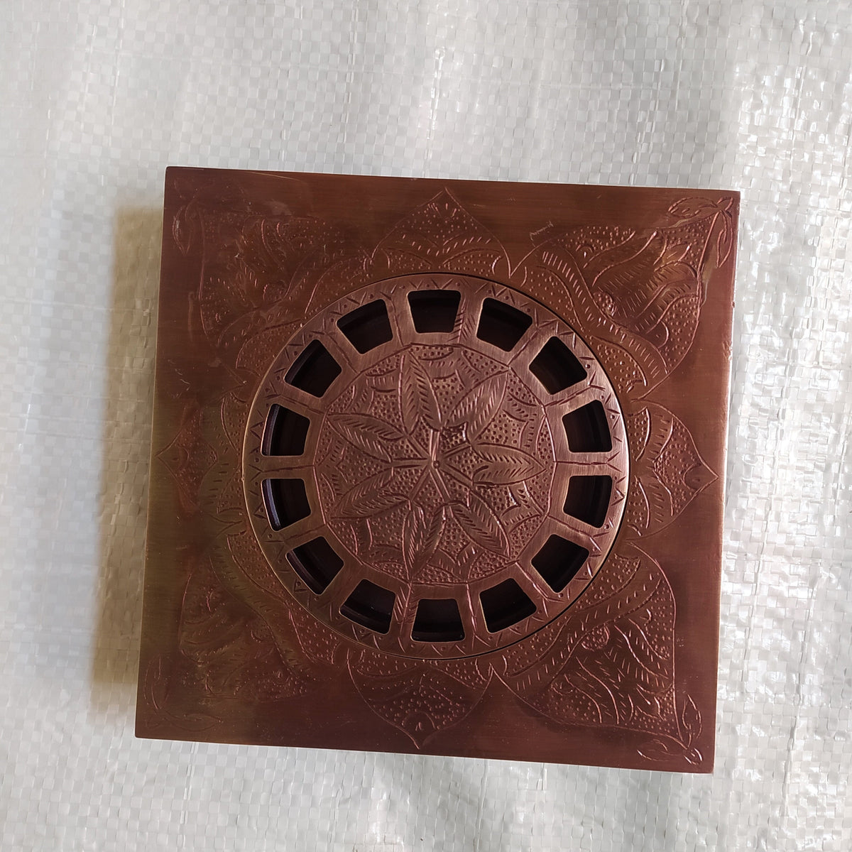 Engraved Square Shower Drain made of Solid Copper