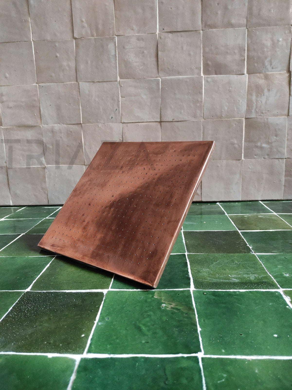 Unlacquered Solid Copper Rainfall Showerhead, Luxury Outdoor Shower
