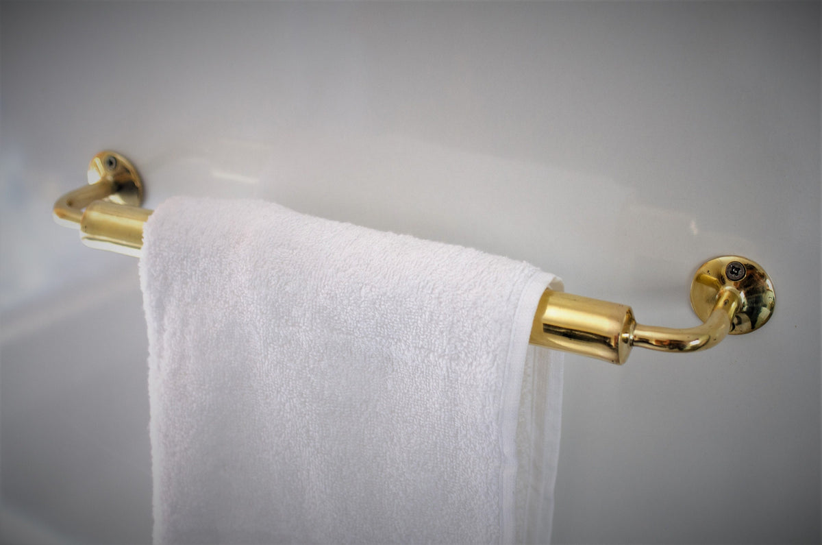 Handcrafted Unlacquered Brass Wall Mount Towel Bar