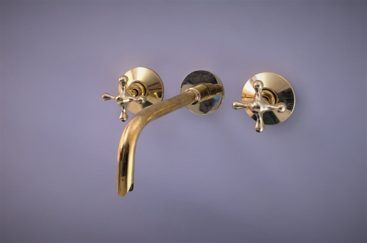 Unlaquered brass wall mount faucet