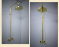 Unlacquered Brass Shower System with large rainfall showerhead