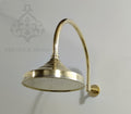 Unlacquered Brass Round Shower Head, With Arcuate Arm Extension, Outdoor and Indoor showerhead