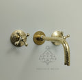 Engraved Unlacquered Brass Wall Mount Faucet: Moroccan Handmade Tub Filler
