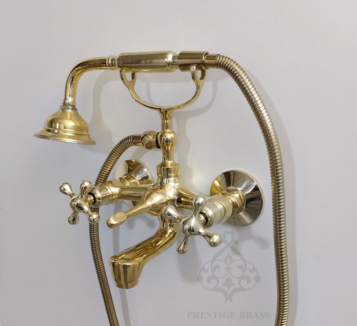 Unlacquered Brass Telephone Bathtub Faucet with Shower