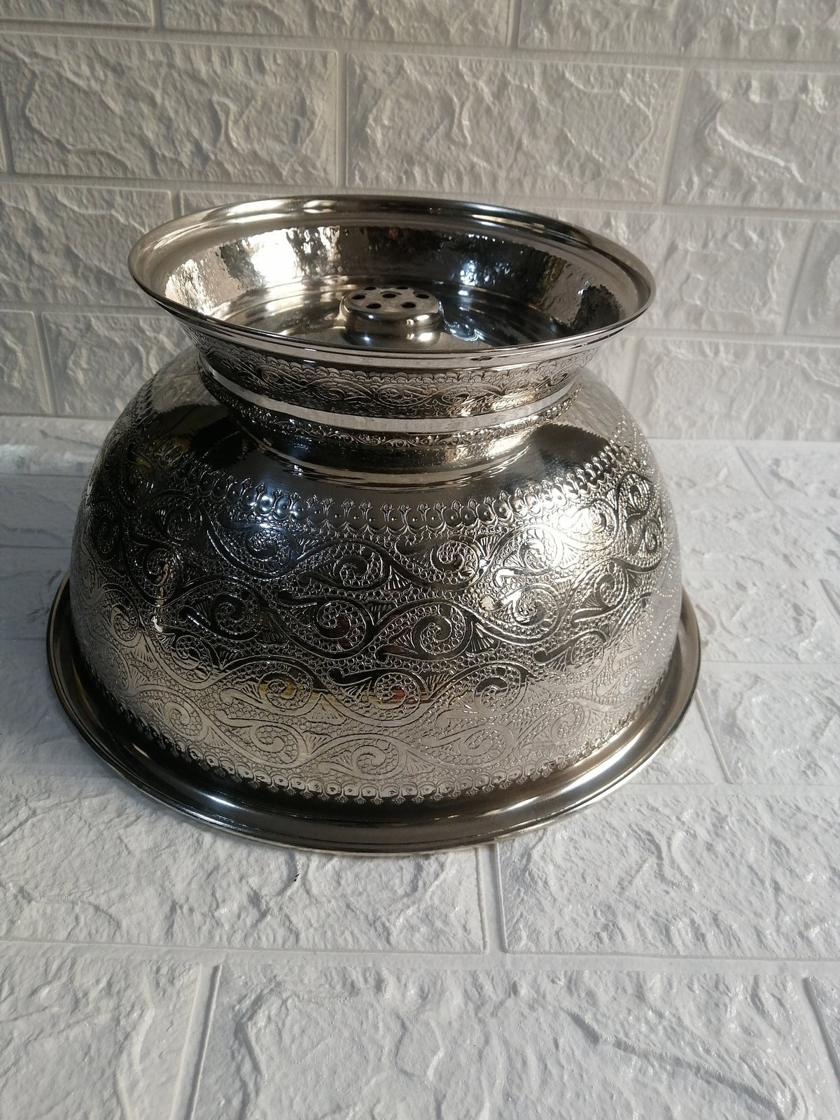 round sink, Moroccan sink in hand-engraved brass hammered fes style vintage brass sink, ar