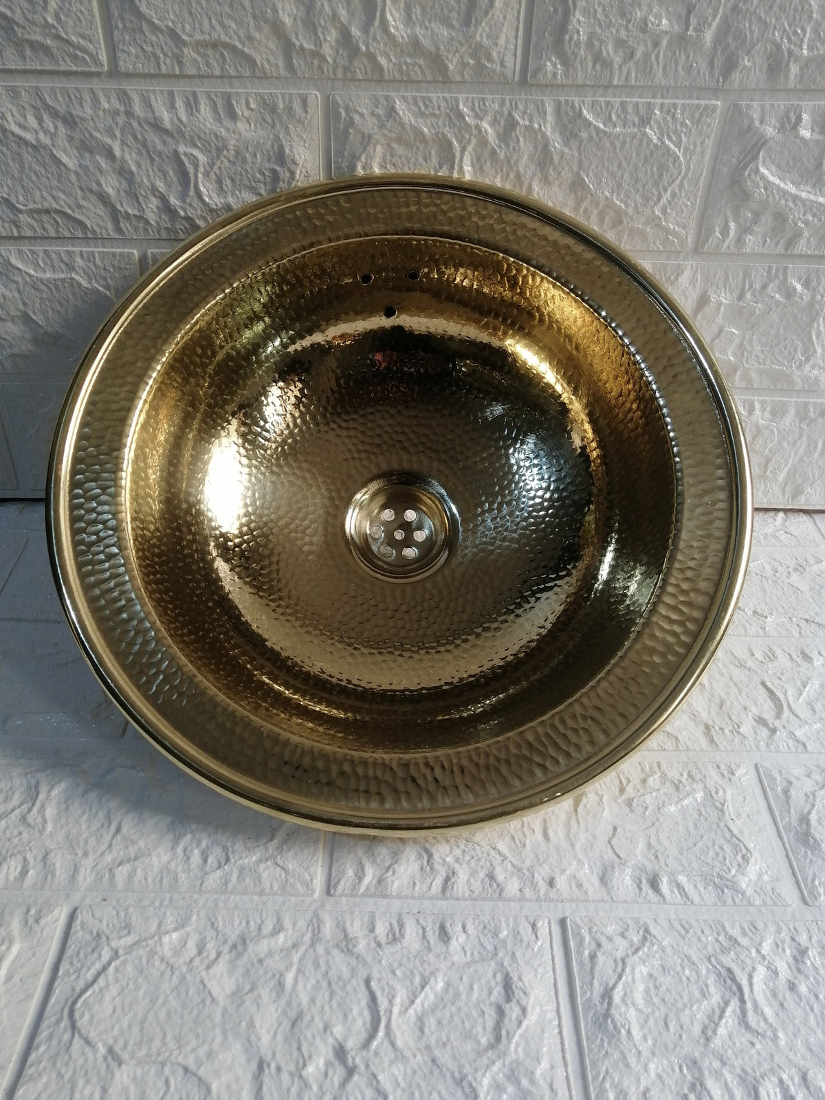 Hand Hammered Round Solid Brass Kitchen Sink