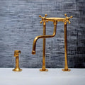 Unlacquered Brass Antique Kitchen Faucet with simple cross handles