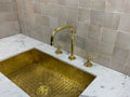 Unlacquered brass faucet, kitchen faucet, Three hole faucet, aged brass faucet, countertop faucet, sink faucet, sink, br