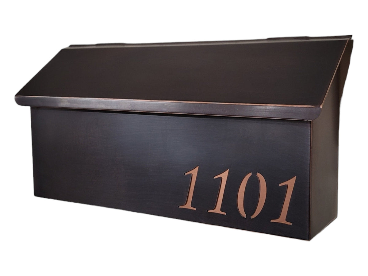 Handmade Patina Copper Wall Mount Mailbox, Solid Copper