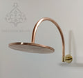 Unlacquered Copper Round Shower Head, With Arcuate Arm Extension, Outdoor and Indoor showerhead
