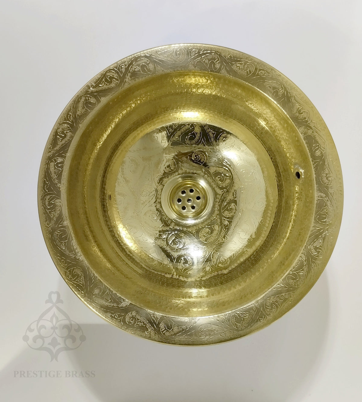 Engraved Solid Brass Sink: Moroccan Handcrafted Washbasin (14”)