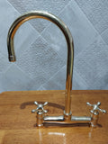 Kitchen Faucet, Unlacquered Brass Bridge Street Legs, Flat Cross Handles, Laundry Faucet