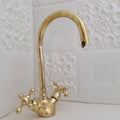 Simplistic Faucet from Solid Brass with Gooseneck Hot Cold Double