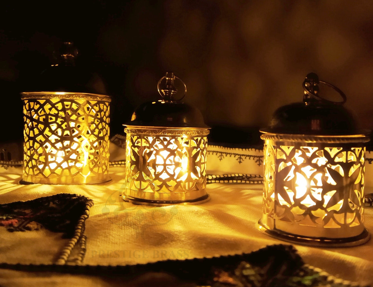 Unlacquered Brass Candle Lamp, Handmade Morrocane candle lantern holder