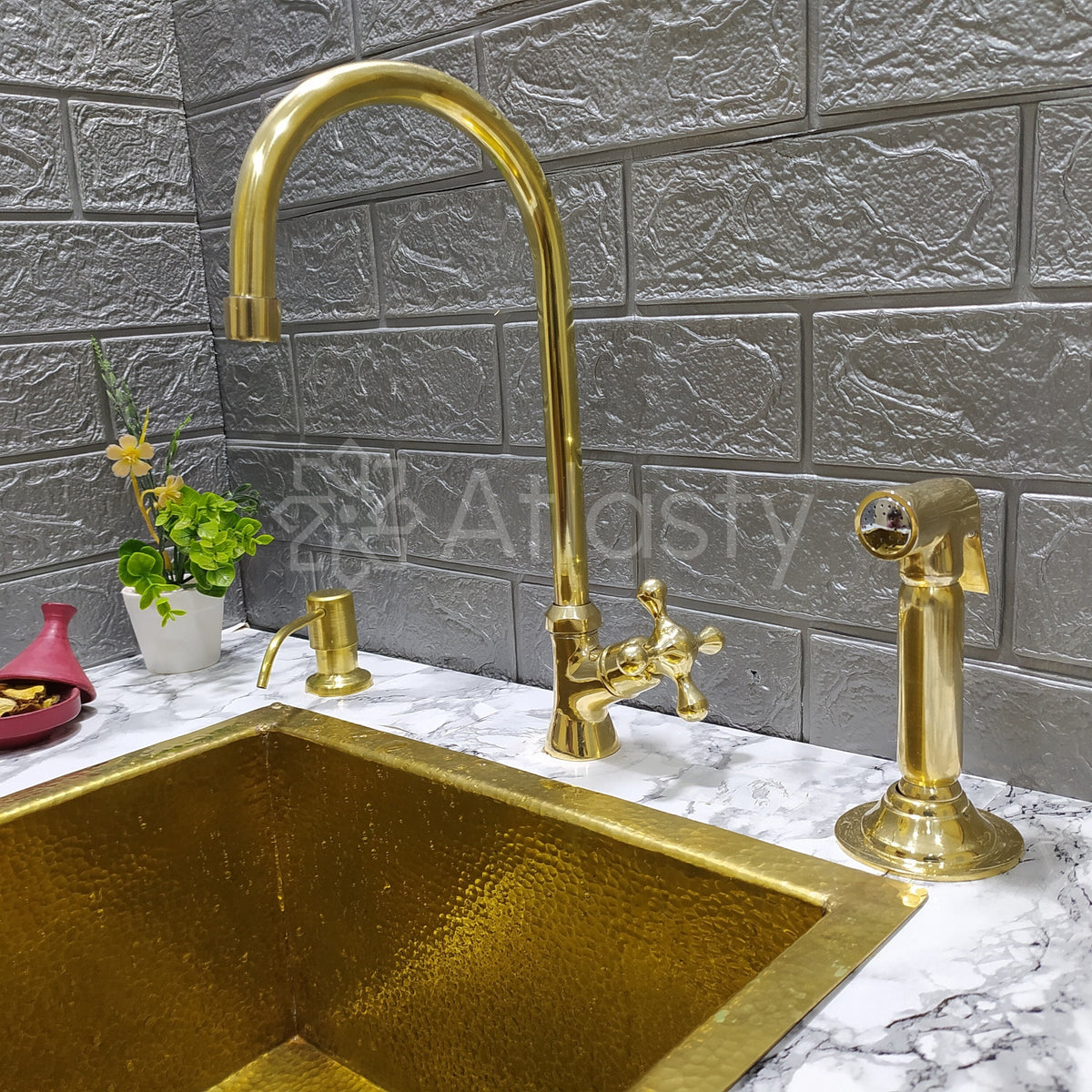 Unlacquered Brass Cold Water Faucet with Cross Handles