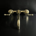 Solid Brass Wall Mounted Faucet, Unlacquered Brass Bathroom Faucet with Lever Handles