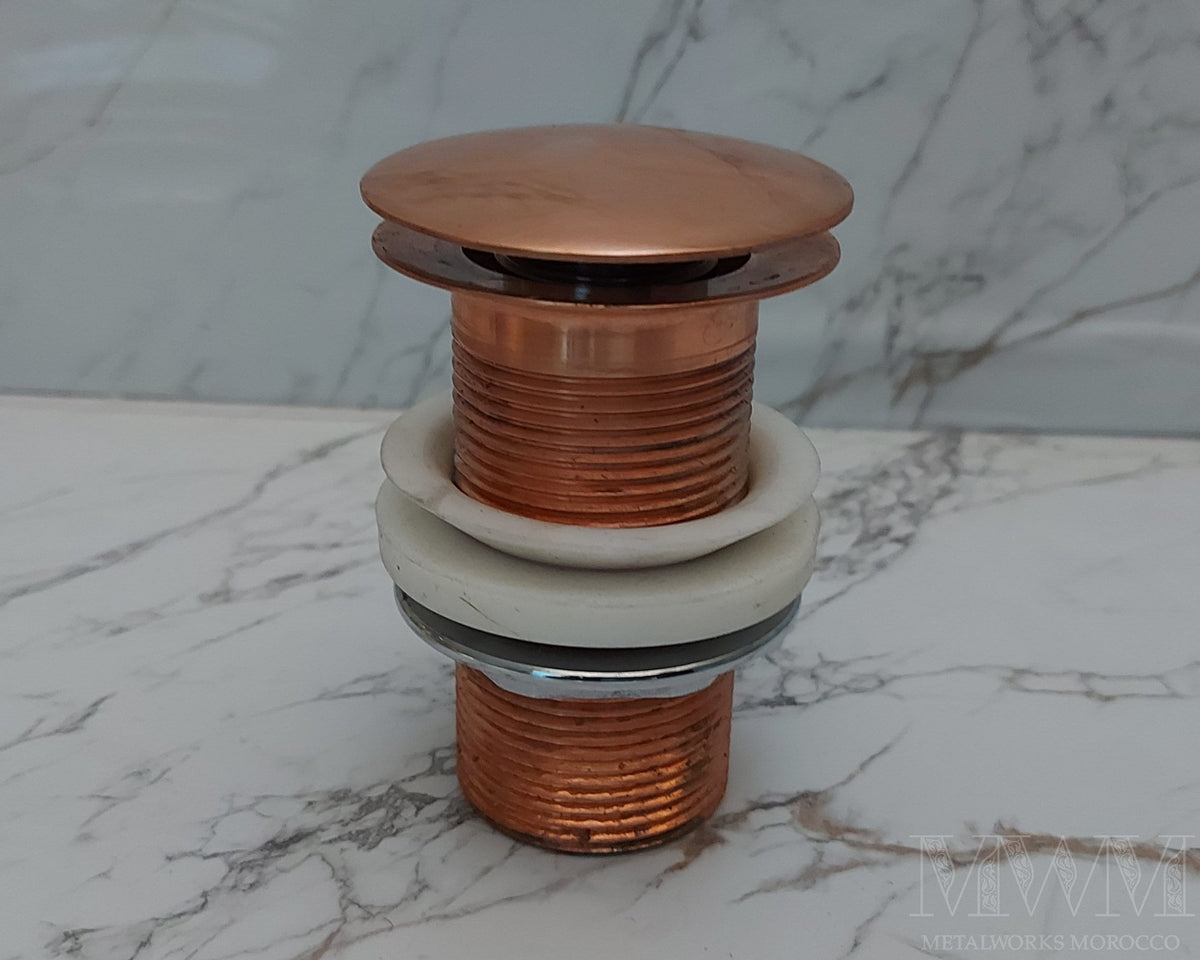 Copper Push Up Button Drain - Sink Pop Up Drain Stopper