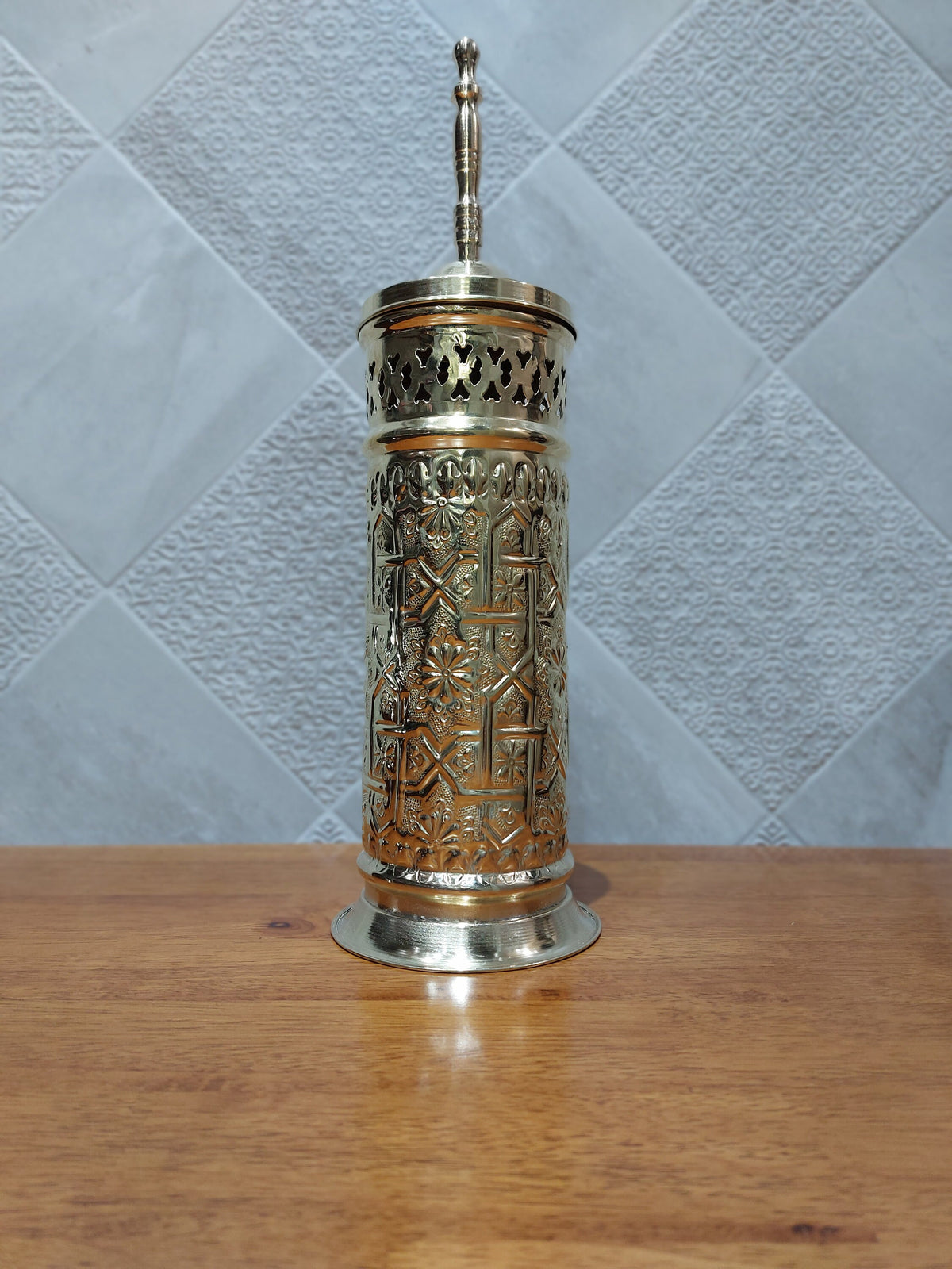 Handcrafted Antique Brass Toilet Bowl Brush and Moroccan Bathroom Brass Plastic Storage Basket Toilet Brushes Toilet Bru