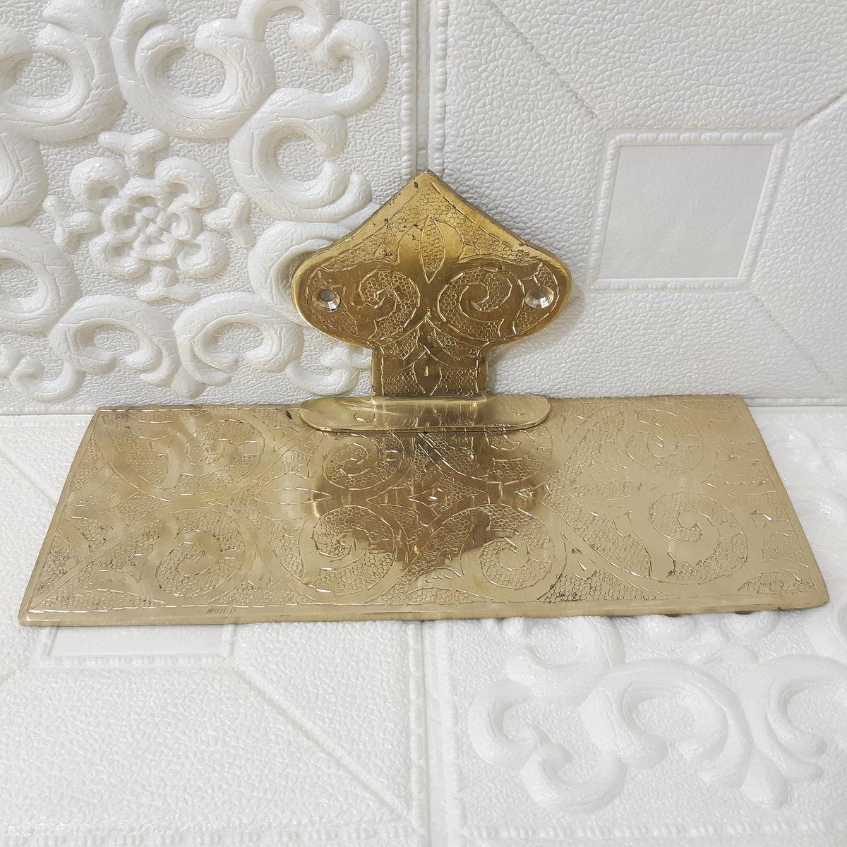 Handmade Embossed Brass Wall Mounted Brass Maroccan Shelf