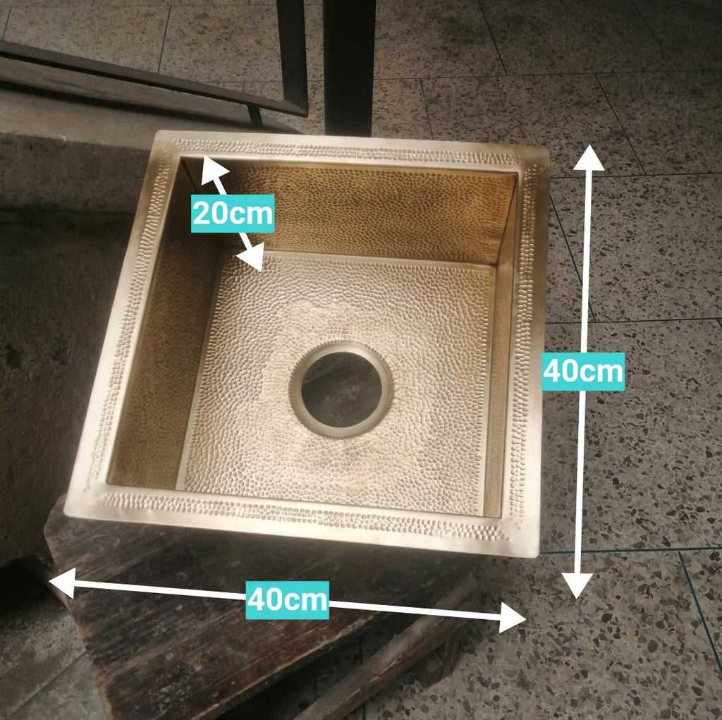 Solid Unlacquered Brass Undermount Hammered Sink