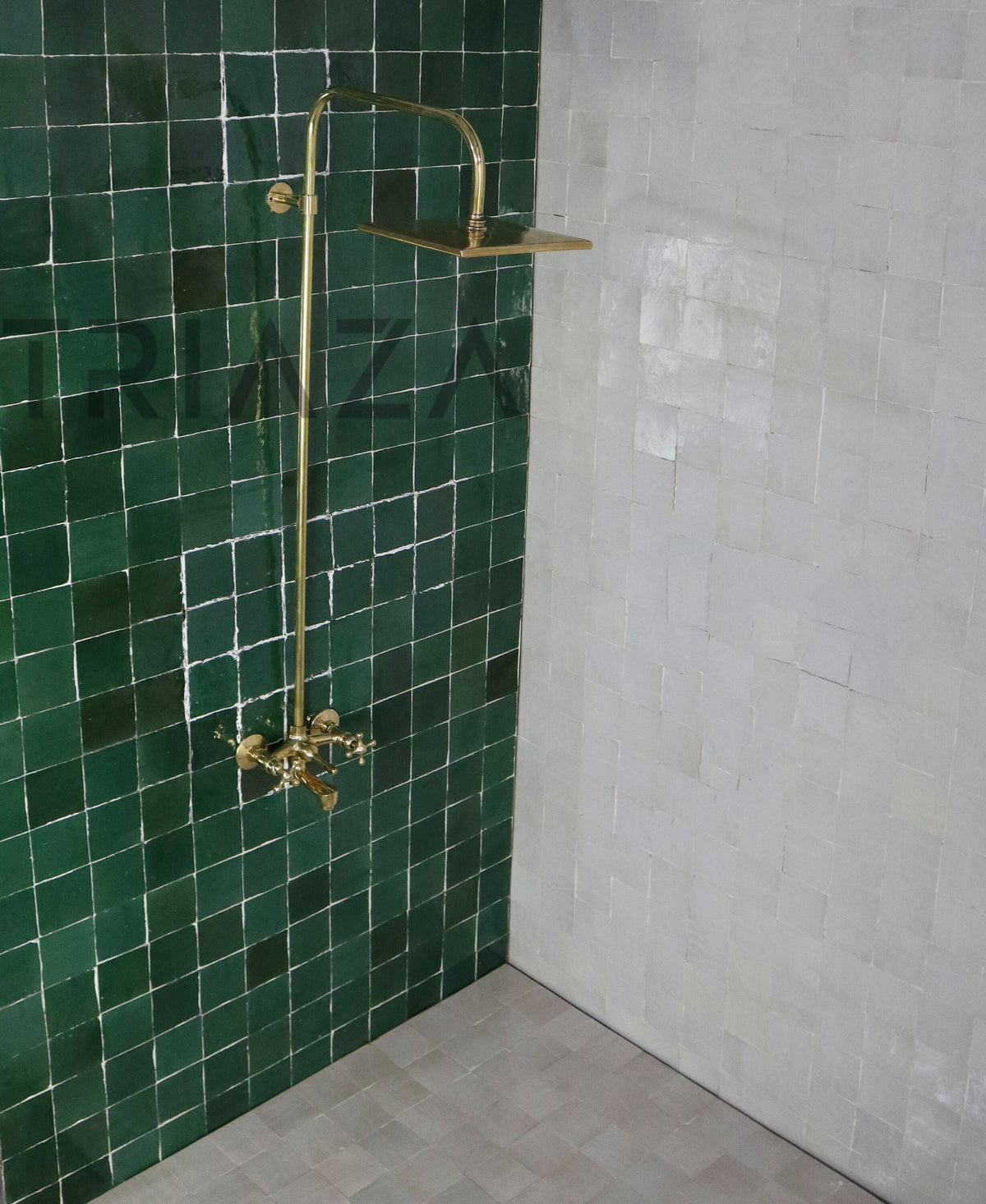 Unlacquered Solid Brass Shower System, Wall Mounted Rain Shower