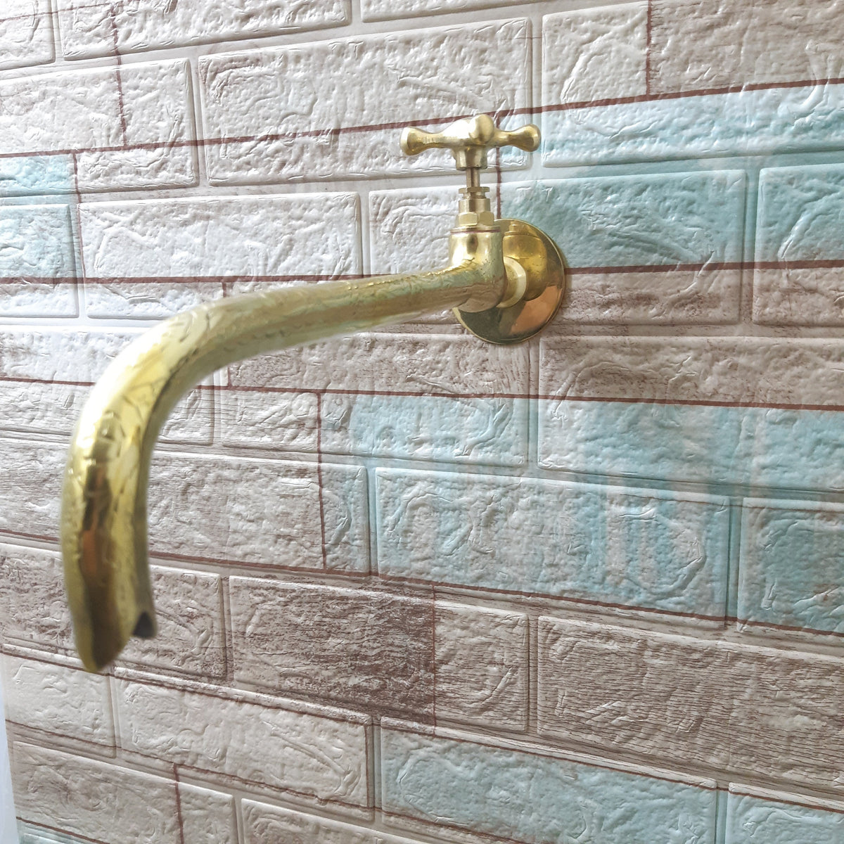 SOLID BRASS SPOUT Wall Mount in Red Antique or Gold Brass with