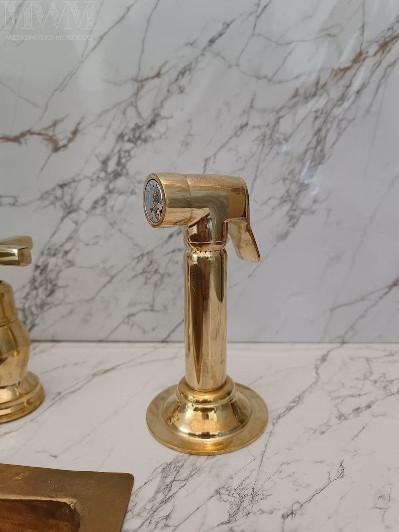 Unlacquered Brass Side Sprayer For Kitchen Sink