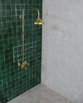 Unlacquered Solid Brass Rain Shower System, Wall Mounted
