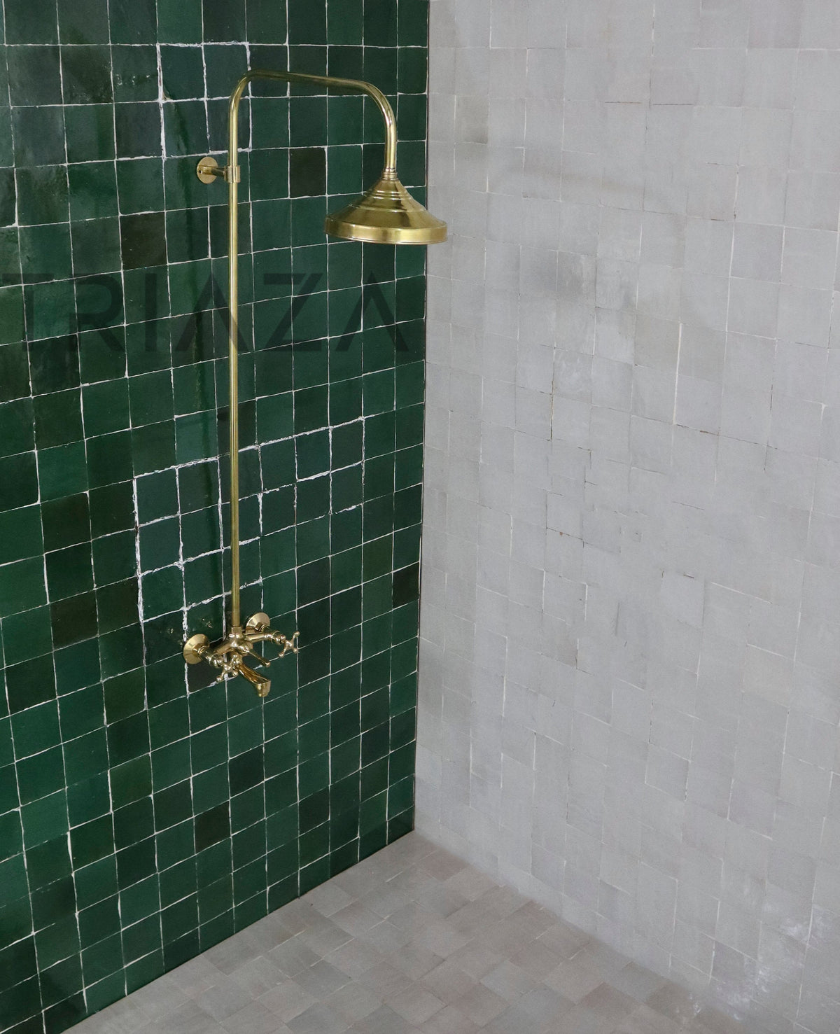 Unlacquered Solid Brass Rain Shower System, Wall Mounted