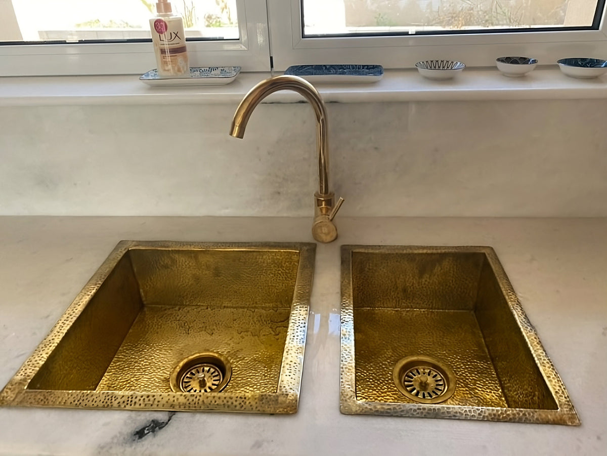 Hammered Brass Kitchen Sink – Unlacquered Farmhouse