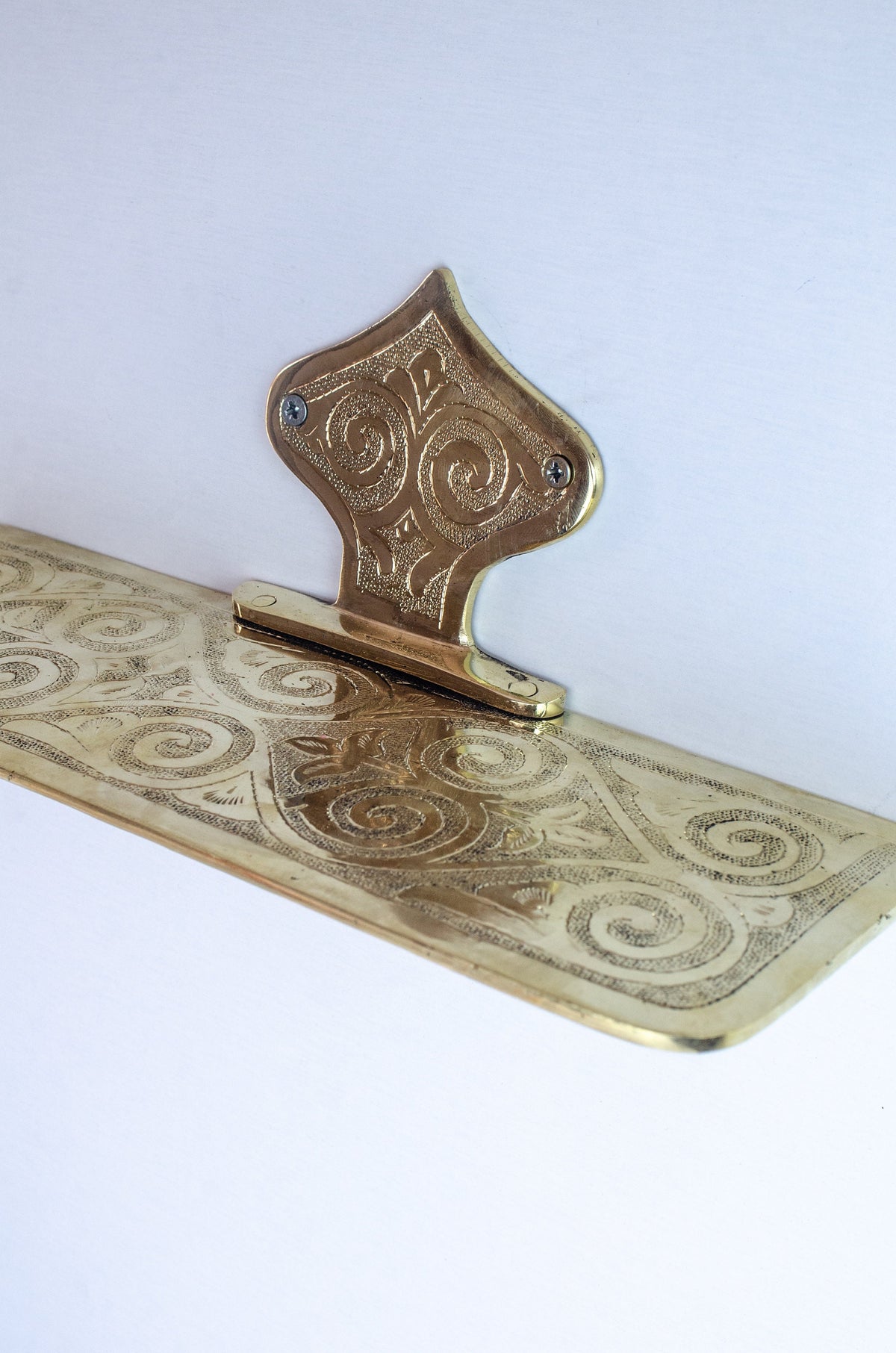 Handcrafted Unlacquered Brass Wall Shelf