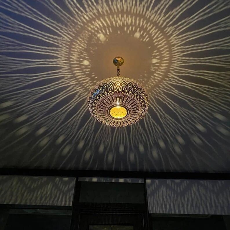 Hand-Engraved Brass Pendant Light