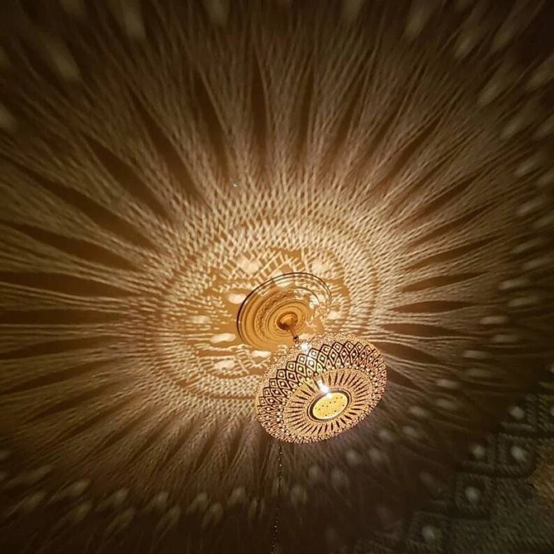 Hand-Engraved Brass Pendant Light