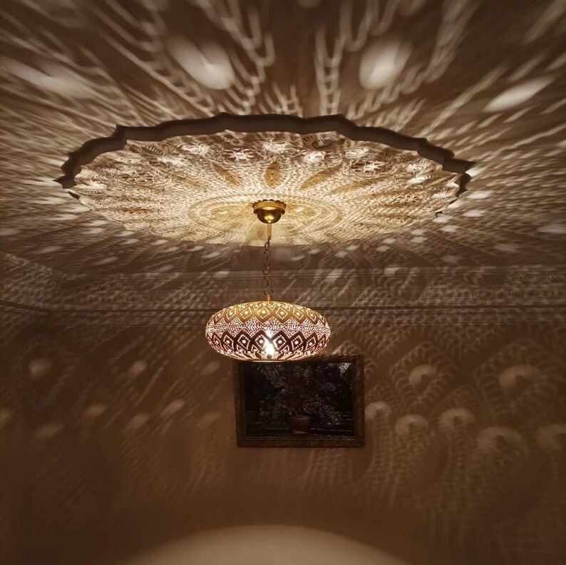 Hand-Engraved Brass Pendant Light