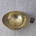 Moroccan mounted hand hammered TARNISHED brass gold colour round sink