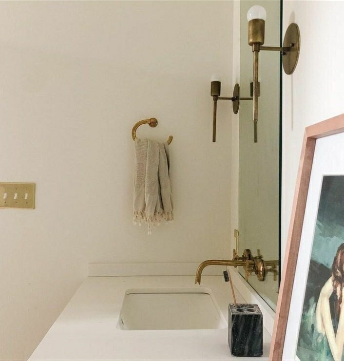Solid Brass Bathroom Towel Rack, Handcrafted Towel Holder - For Powder Room