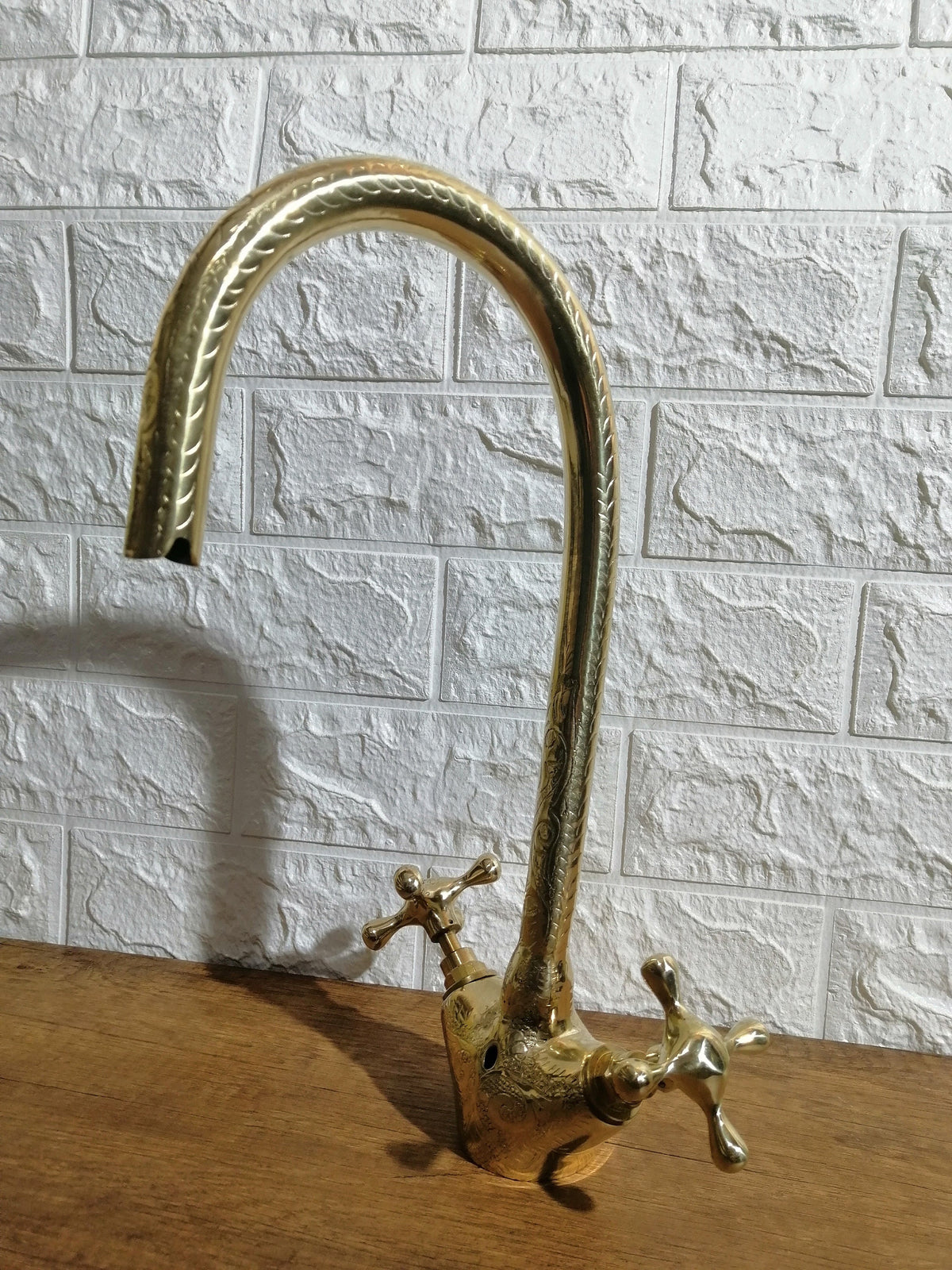 Unlacquered Brass Goosneck Kitchen Sink faucet