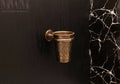 Etched Antique Brass Toothbrush Holder Cup Wall Mount