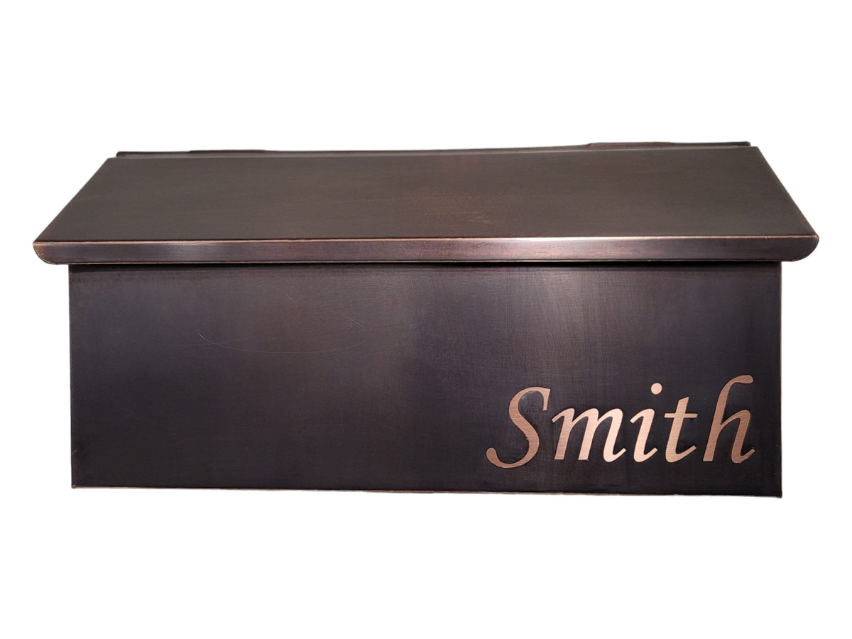 Handmade Patina Copper Wall Mount Mailbox, Solid Copper